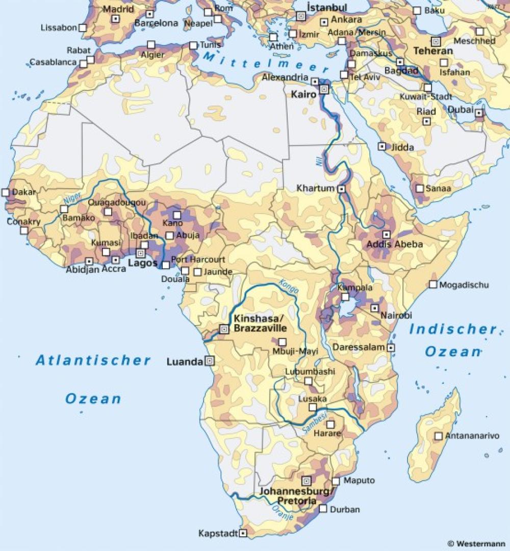 Bild der Karte Afrika - Bevölkerungsverteilung - Afrika - Staaten und Bevölkerung