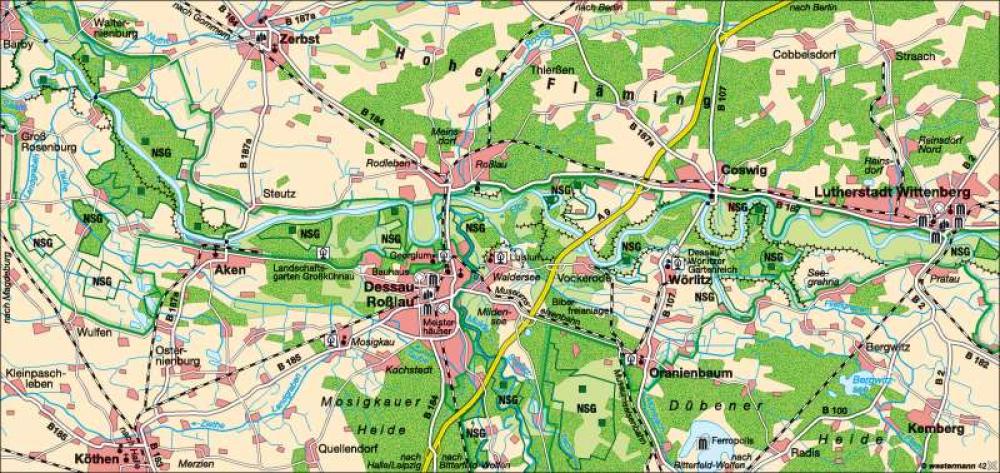 Bild der Karte Biosphärenreservat Flusslandschaft Mittlere Elbe - Sachsen-Anhalt - Naturschutz