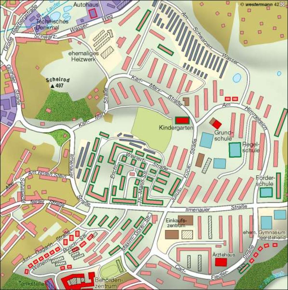Bild der Karte Suhl - Wohngebiet Ilmenauer Straße - Thüringen - Raumordnung