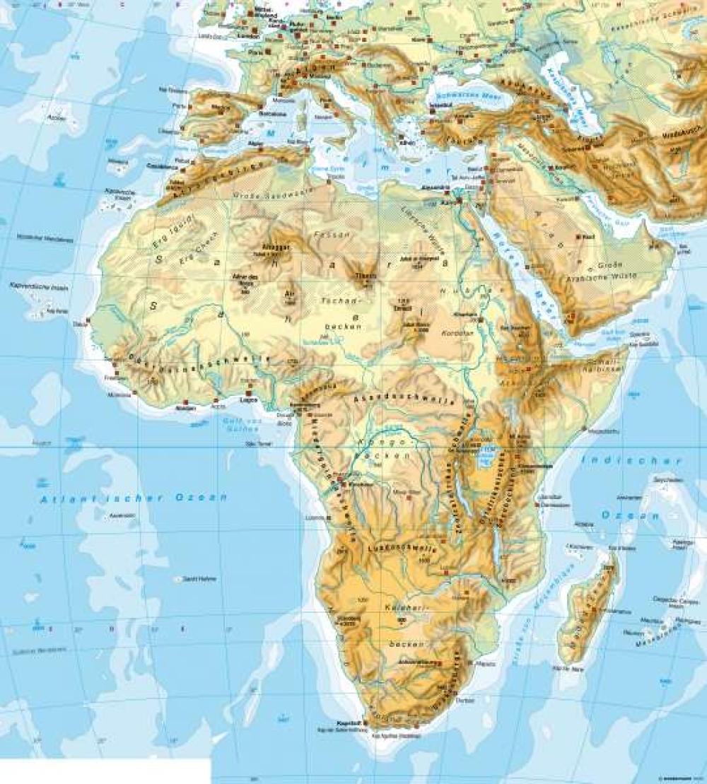 Bild der Karte Physische Übersicht - Afrika - Afrika - Topographie und Nil