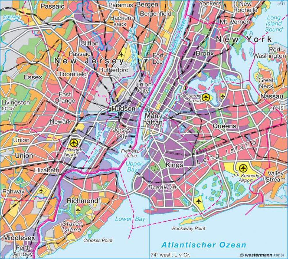 Bild der Karte New York - Bevölkerungsdichte - Amerika - USA - Städte im Nordosten