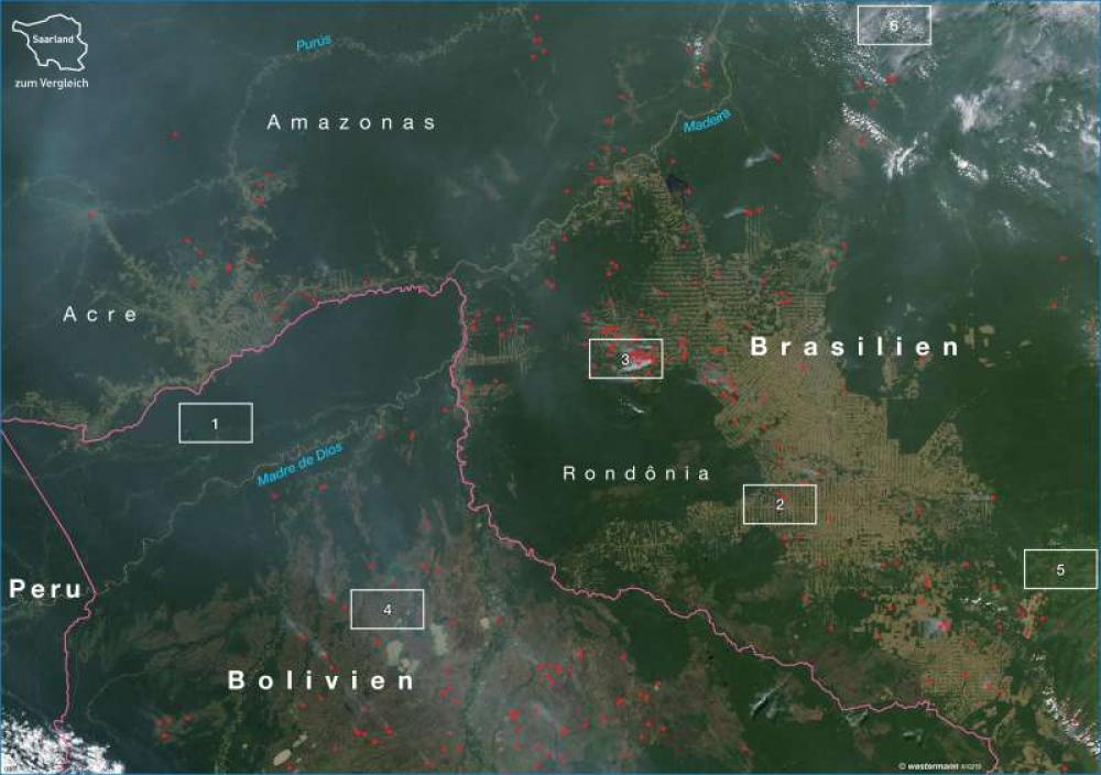 Bild der Karte Acre und Rondônia - Rodungsstrukturen - Amerika - Südamerika - Regenwald