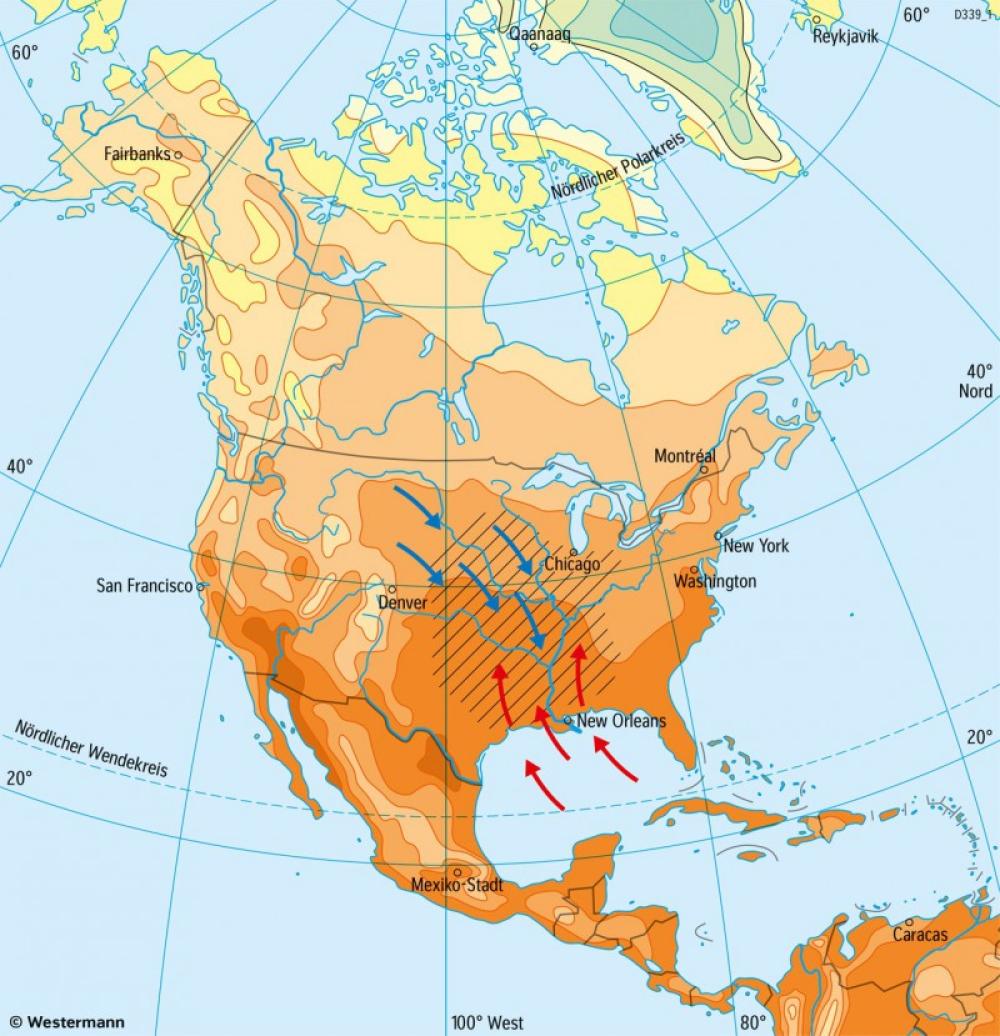 Bild der Karte Nord- und Mittelamerika - Temperaturen im Juli - Amerika - Nord- und Mittelamerika - Klima