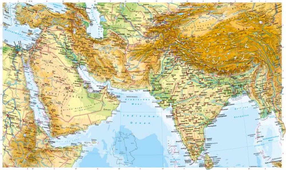 Средняя высота азии. Физическая карта Юго Западной Азии. Рельеф зарубежной Азии карта. Юго-Западная Азия физическая карта карта. Атлас Юго Западной Азии.