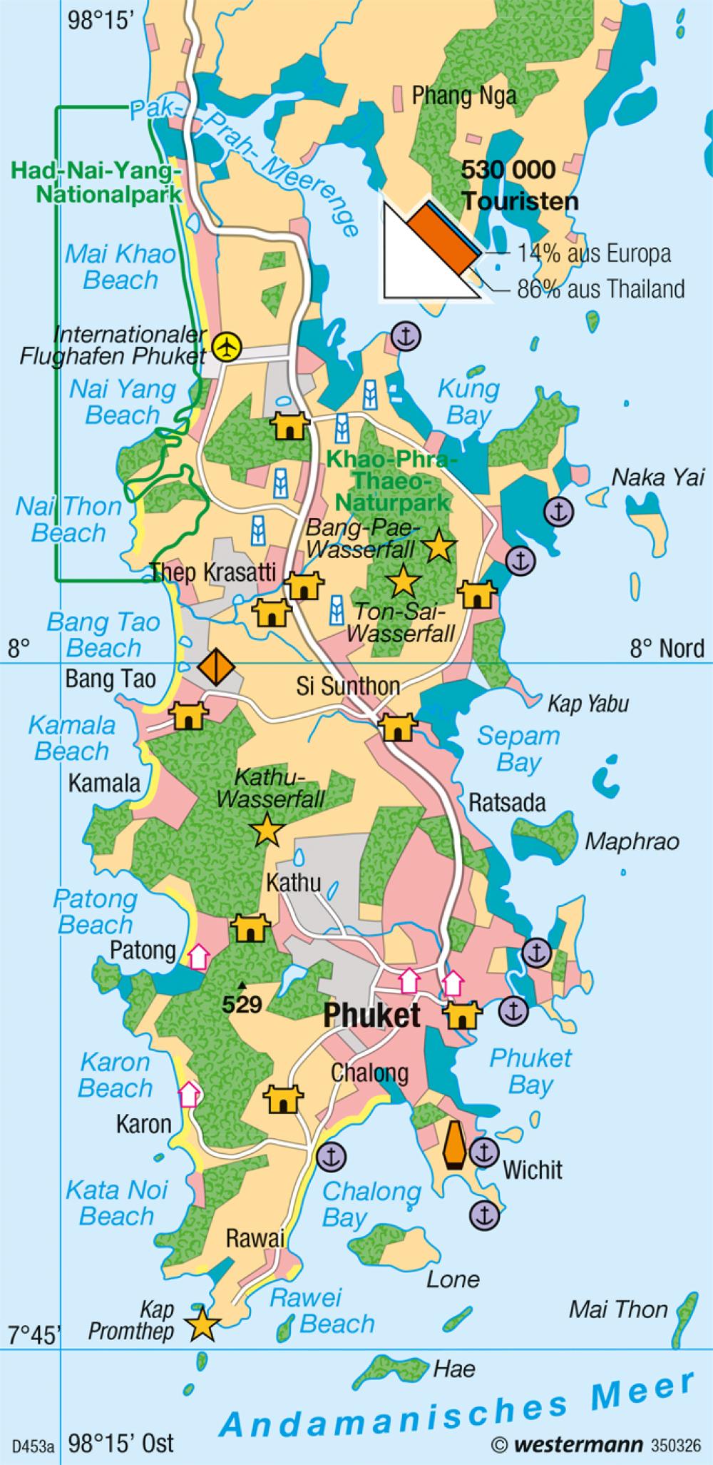 Bild der Karte Phuket (Thailand) - Tourismusentwicklung - Touristische Initialphase (1990) - Erde - Erde - Tourismus