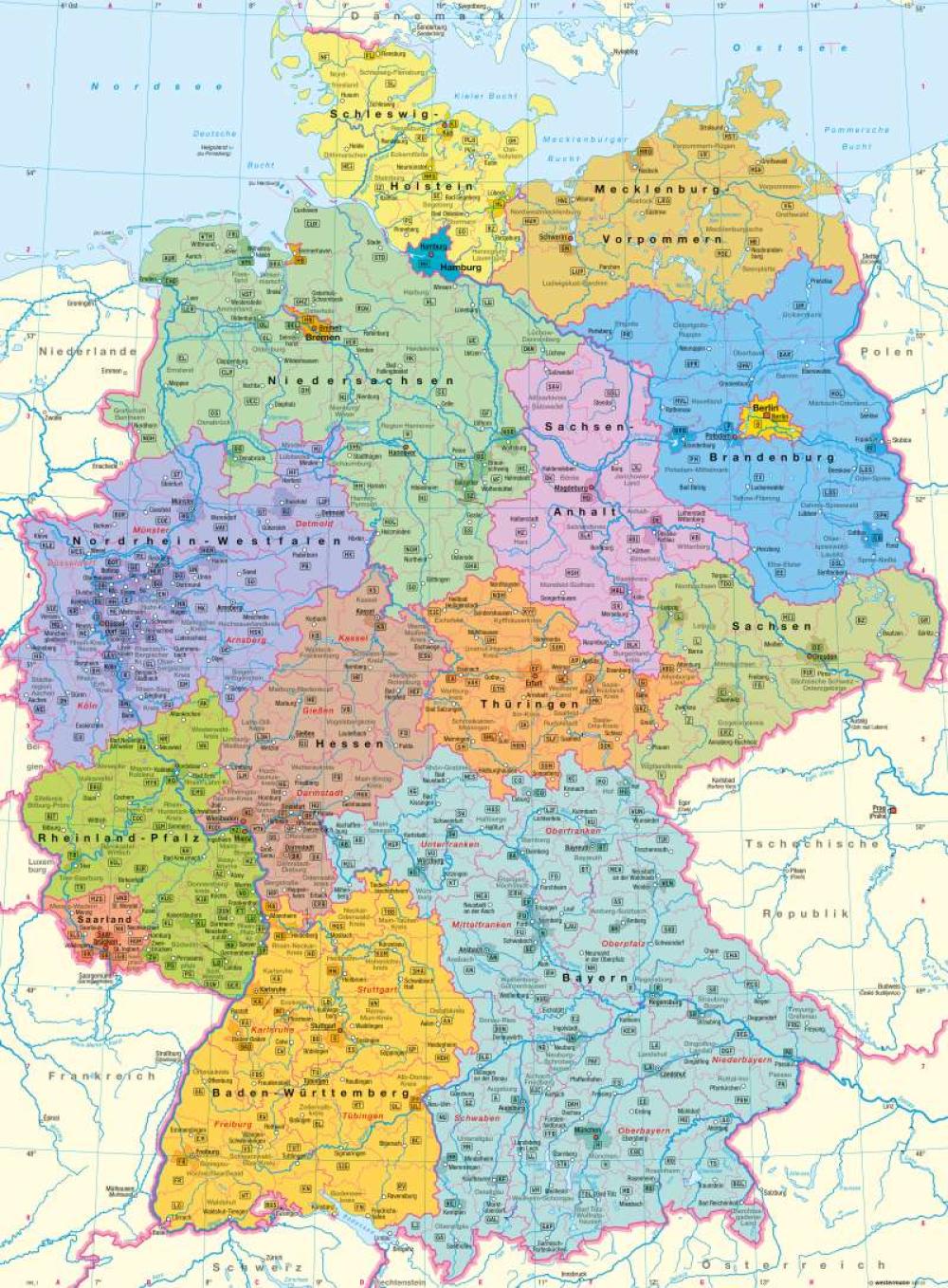 Österreich Karte Bevölkerungsdichte und Verwaltungsgliederung
