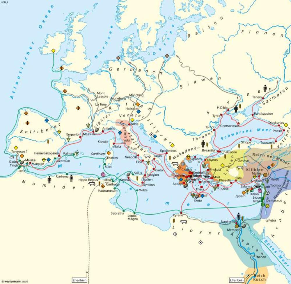 Bild der Karte Europa - Phönikische und griechische Kolonisation - Europa - Europa - Antike