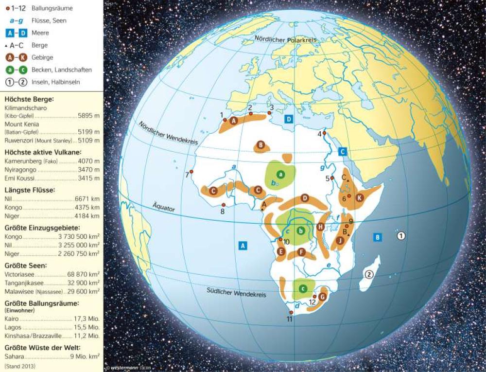 Topographie Afrika Arbeitsblatt Mit Lösungen diercke.de