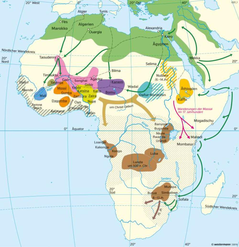 Bild der Karte Afrika - Staaten im 15.-17. Jahrhundert - Afrika - Afrika - Staaten und Geschichte