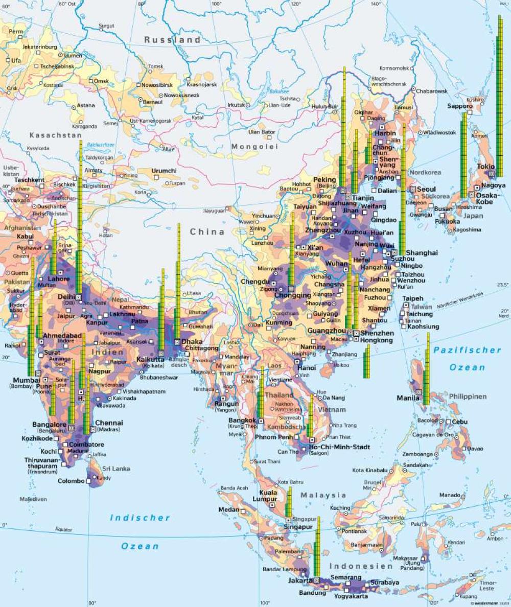 Süd-, Ost-, und Südostasien - Bevölkerungsschwerpunkte Asiens-978
