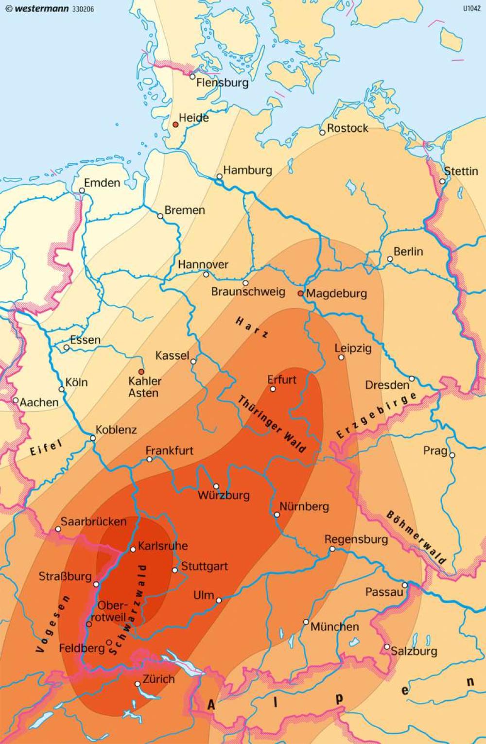 Bild der Karte Deutschland - Temperaturveränderung 1915-2015 - Deutschland - Deutschland - Klima