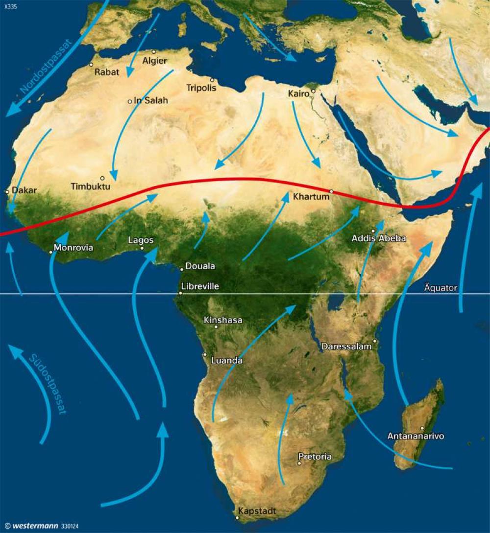 Bild der Karte Afrika - Vegetationsbedeckung im Juli - Afrika - Afrika - Immerfeuchte und wechselfeuchte Tropen
