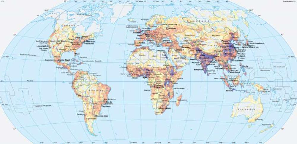 Bild der Karte Bevölkerungsdichte und Megastädte - Erde - Erde
