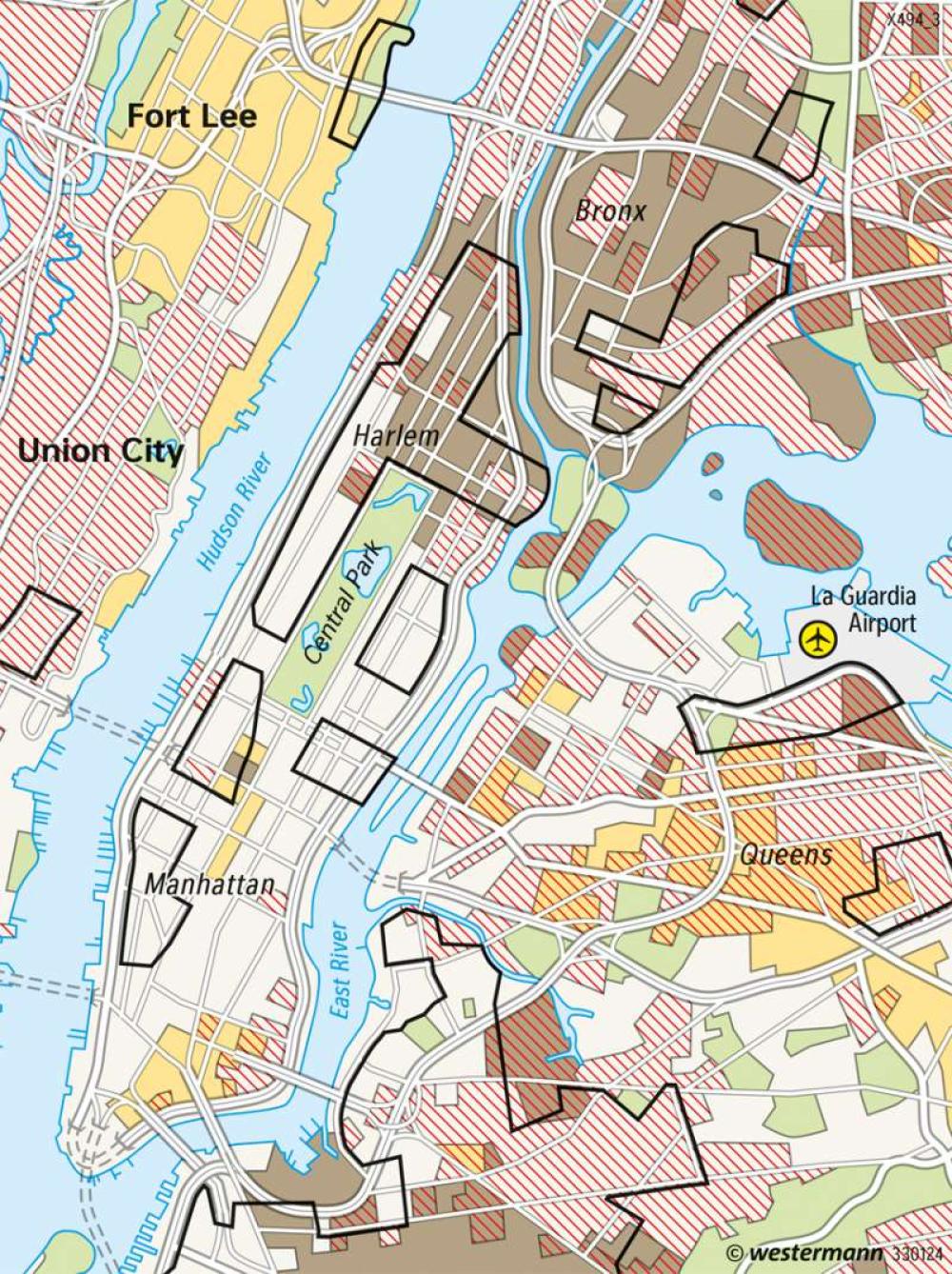 Bild der Karte New York - Kulturgeprägte Wohngebiete - Amerika - USA