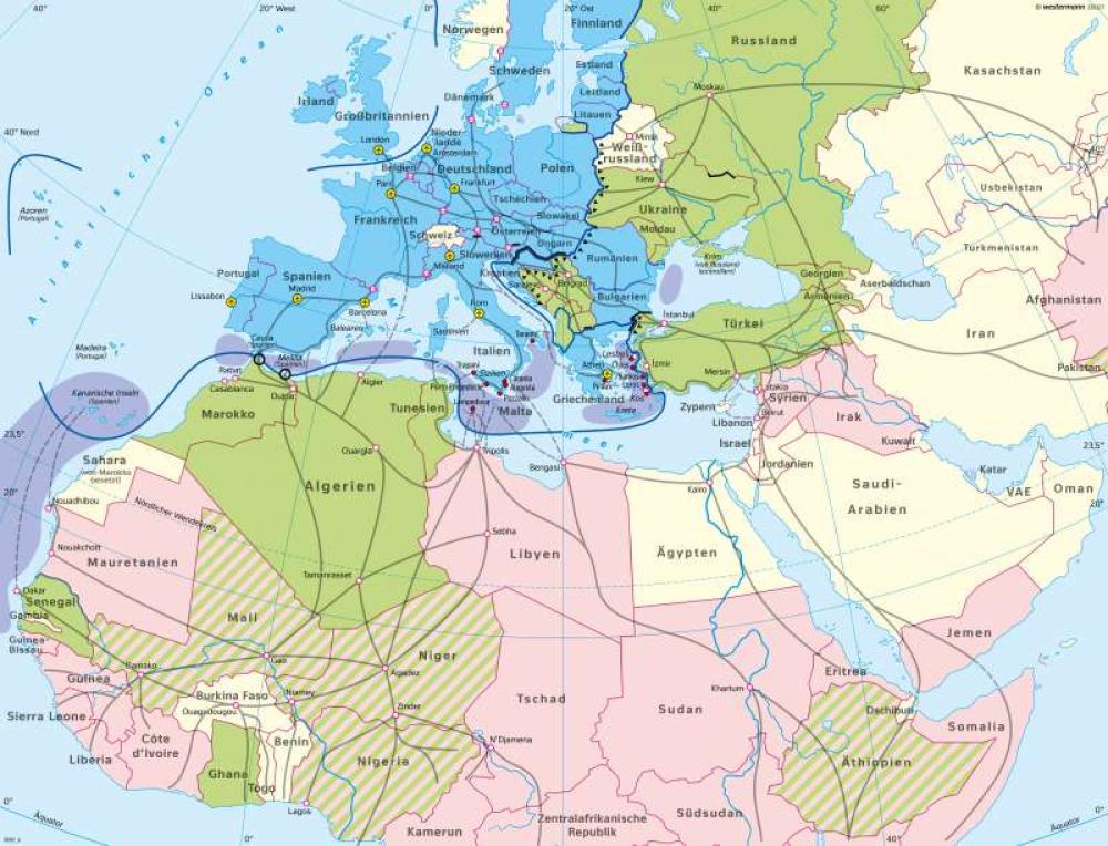 Bild der Karte Europa und seine Nachbarn - Migration - Europa - Europa - Migration