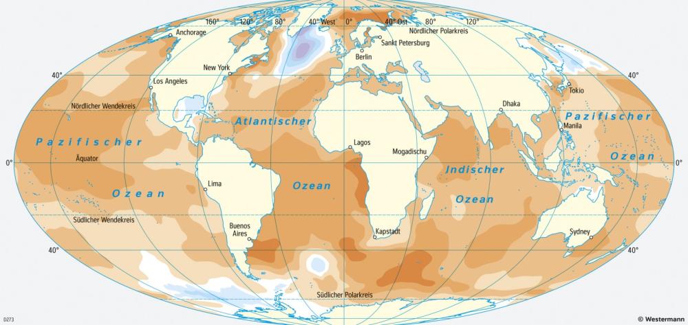 Bild der Karte Erde - Meeresoberflächentemperatur - Erde - Weltmeere