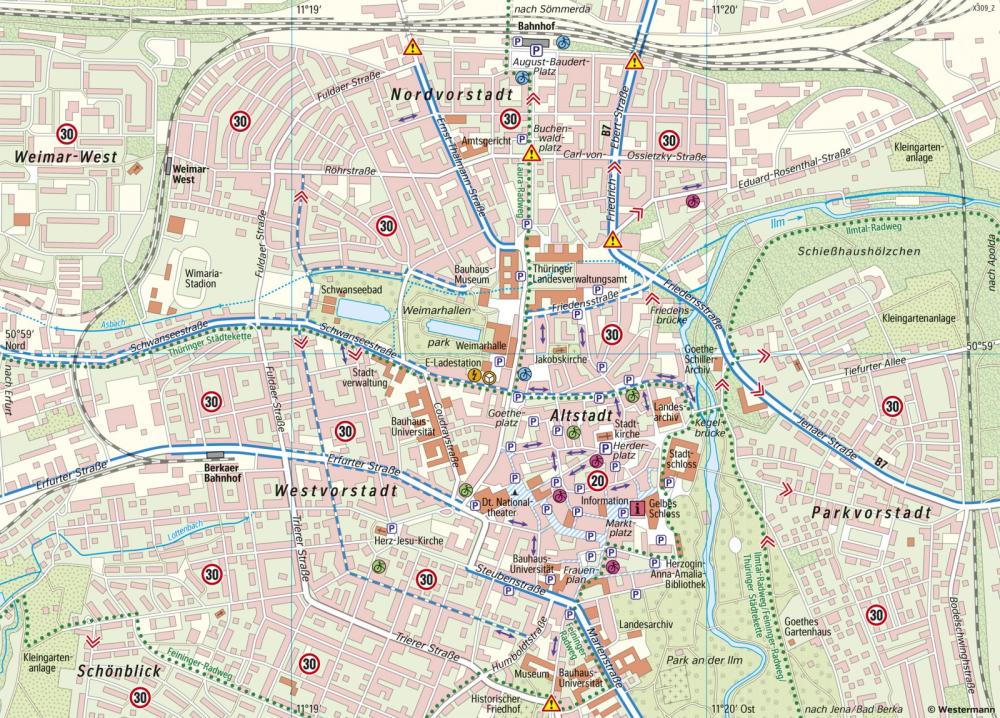 Bild der Karte Weimar-Zentrum - Radverkehrskonzept 2030 - Deutschland - Stadtökologie und nachhaltige Stadtentwicklung