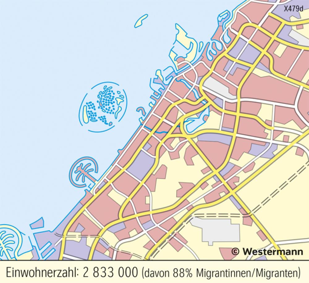 Bild der Karte Dubai - Stadtwachstum - 2019 - Naher und Mittlerer Osten - Siedlung in der Wüste