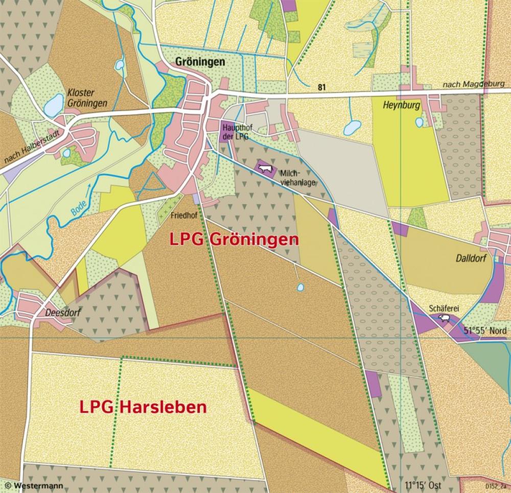 Bild der Karte Gröningen (Magdeburger Börde) - Agrarstrukturen - 1983 - Deutschland - Nachhaltige Landwirtschaft und Landschaftspflege