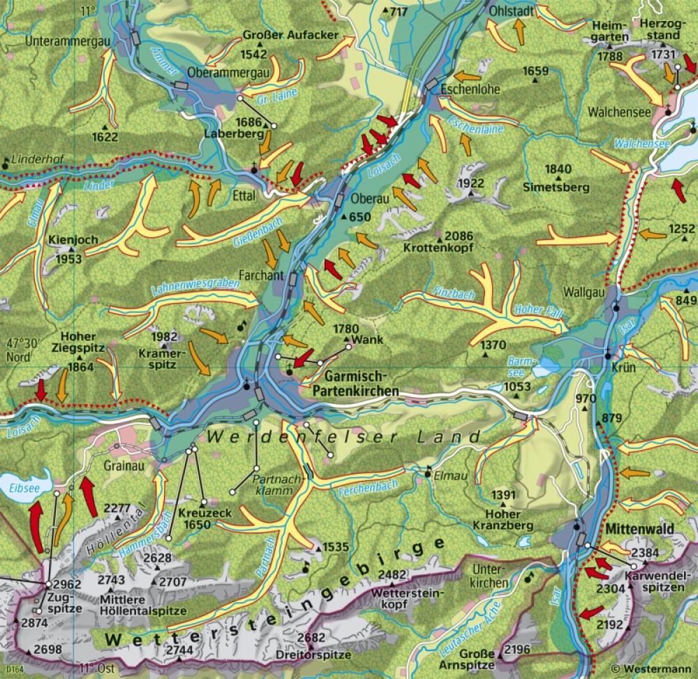 Bild der Karte Bayerische Alpen - Erosionsgefährdung - Deutschland - Landwirtschaft und Forstwirtschaft