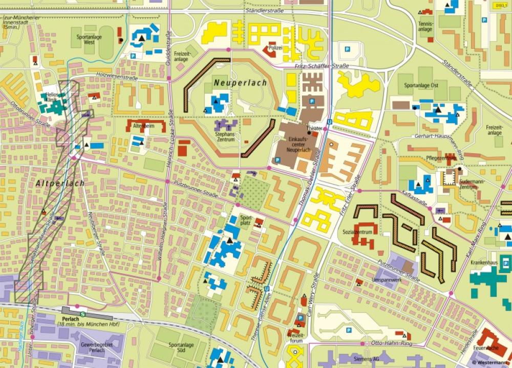 Bild der Karte München-Perlach - Stadtranddorf und Großwohnsiedlung - Deutschland - Stadtstrukturen
