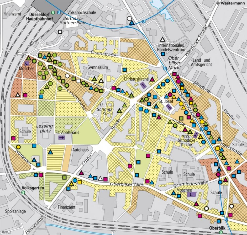 Bild der Karte Düsseldorf-Oberbilk - Multikulturelles Stadtviertel - Deutschland - Bevölkerungsstruktur und -dynamik