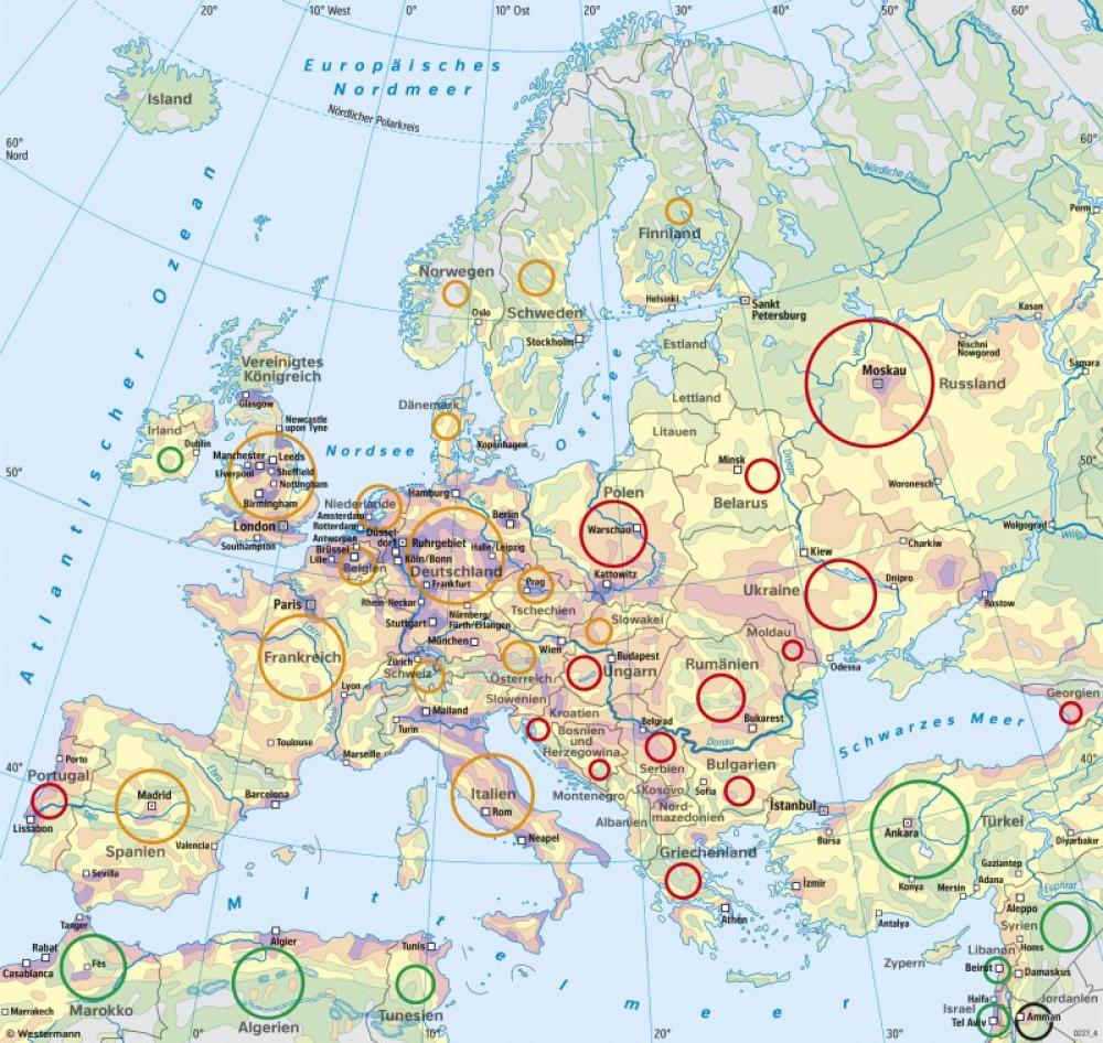 Bild der Karte Europa - Bevölkerung - Europa - Bevölkerung und Migration