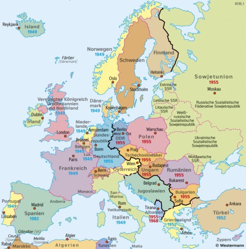 Bild der Karte Europa - Staaten 1989 - Europa - Staaten