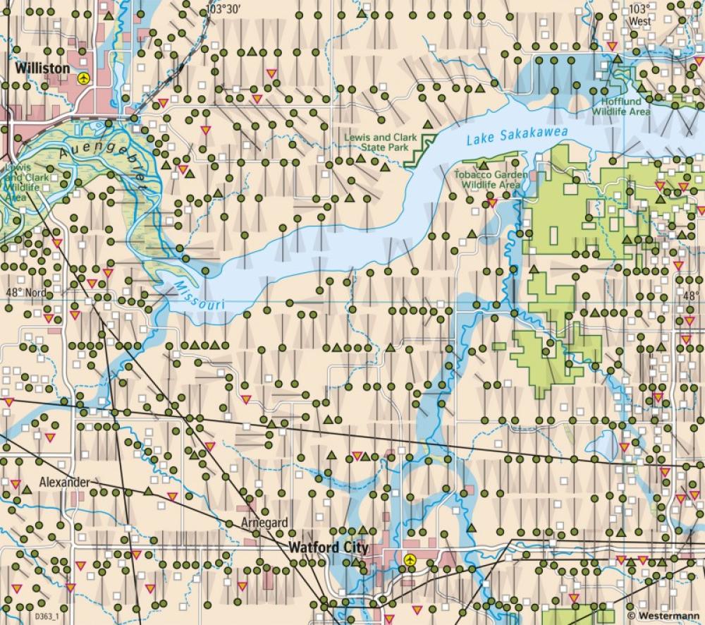 Bild der Karte Bakken-Formation (North Dakota) - Fracking - USA - Landnutzung im Westen und Mittelwesten