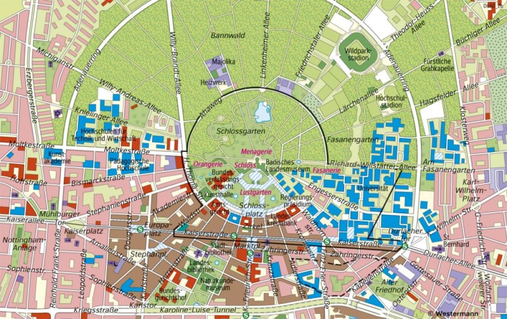 Bild der Karte Karlsruhe - Innenstadt - Barocke Residenzstadt - Deutschland - Historische Stadtentwicklung