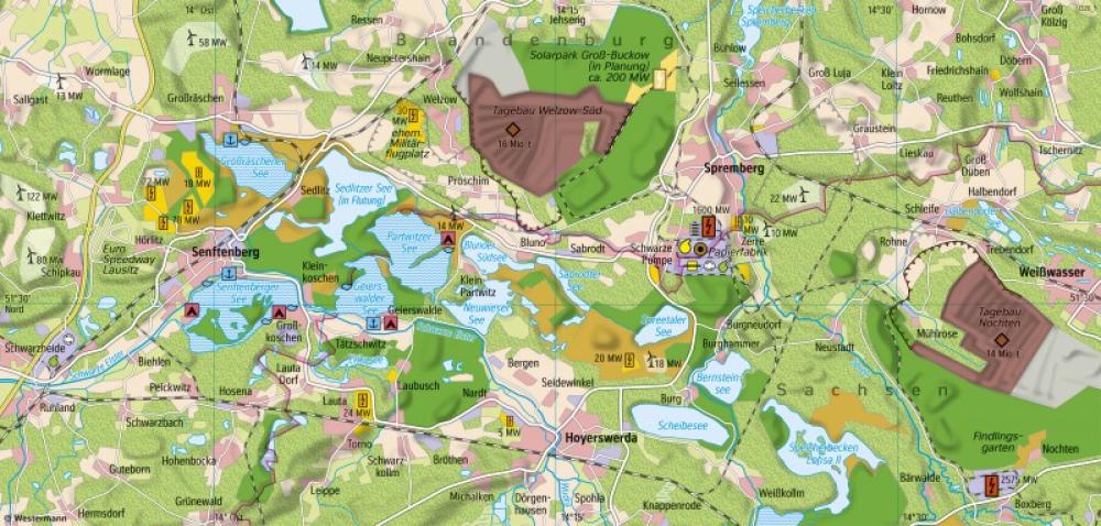 Bild der Karte Lausitz - Wandel einer Energielandschaft - Deutschland - Umwelt und Naturgefahren