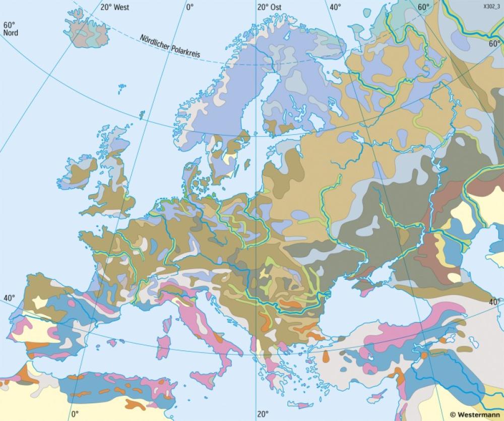 Bild der Karte Europa - Bodentypen - Europa - Landwirtschaft