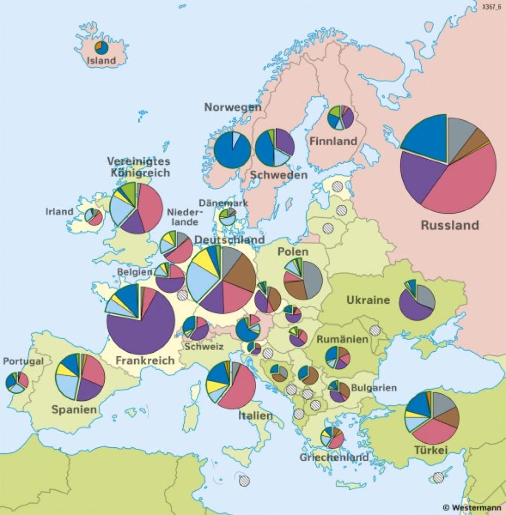 Bild der Karte Europa - Stromerzeugung und -verbrauch - Europa - Energie