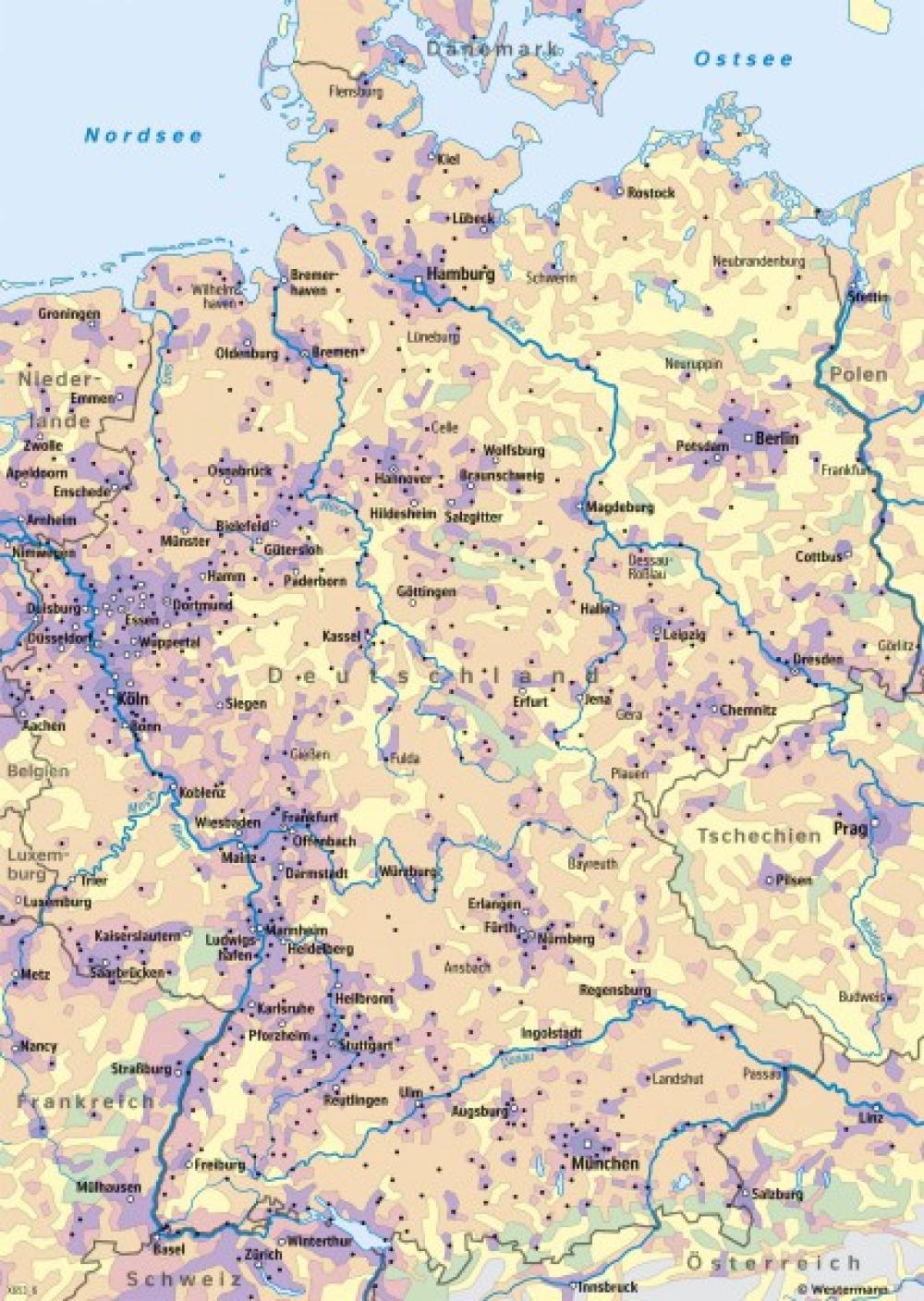 Bild der Karte Deutschland - Bevölkerungsdichte 2023 - Deutschland - Historische Entwicklung