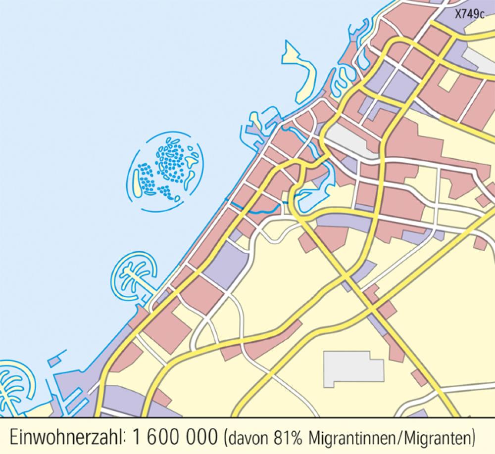 Bild der Karte Dubai - Stadtwachstum - 2008 - Naher und Mittlerer Osten - Siedlung in der Wüste