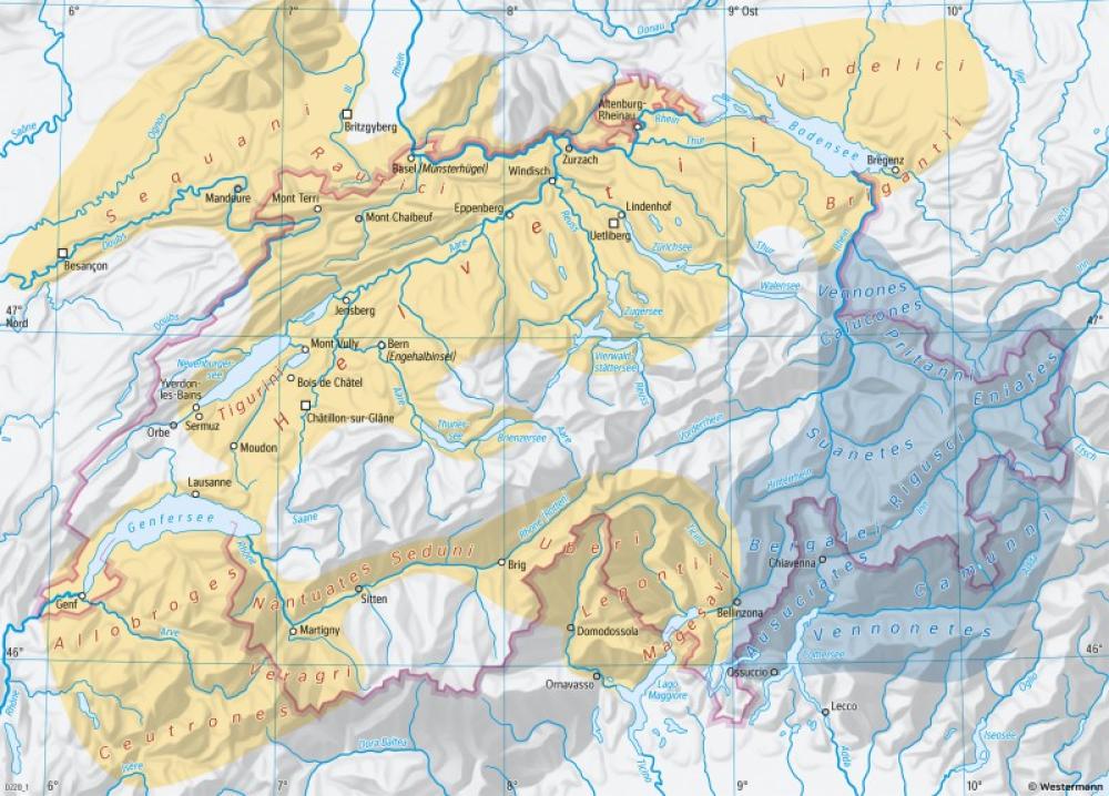 Bild der Karte Schweiz - Keltische Besiedlung im 5.-1. Jh. v. Chr. - Schweiz - Siedlungsgeschichte