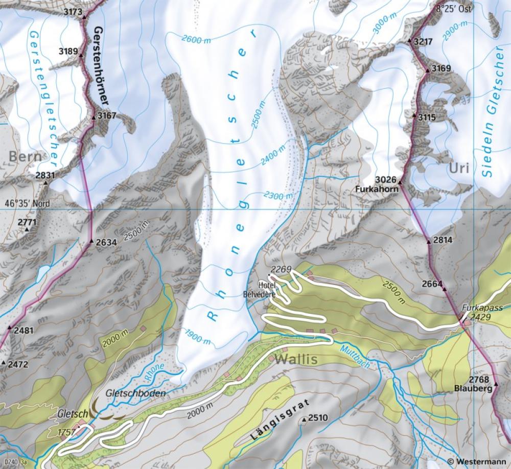 Bild der Karte Rhonegletscher - Gletscherrückzug - 1874 - Schweiz - Vergletscherung