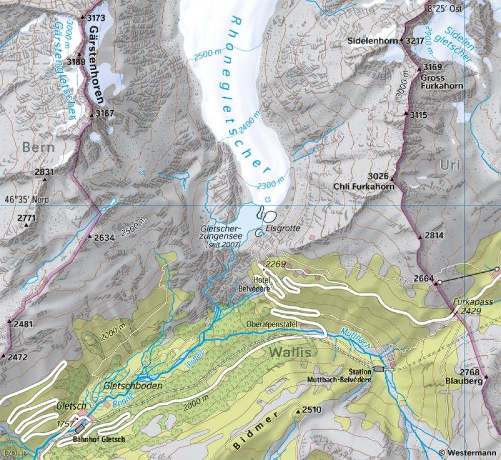 Bild der Karte Rhonegletscher - Gletscherrückzug - 2023 - Schweiz - Vergletscherung