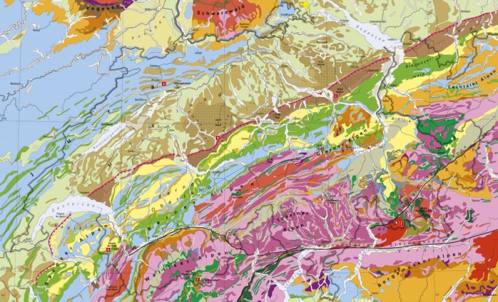 Bild der Karte Schweiz - Gesteinszonen - Schweiz - Gesteinszonen