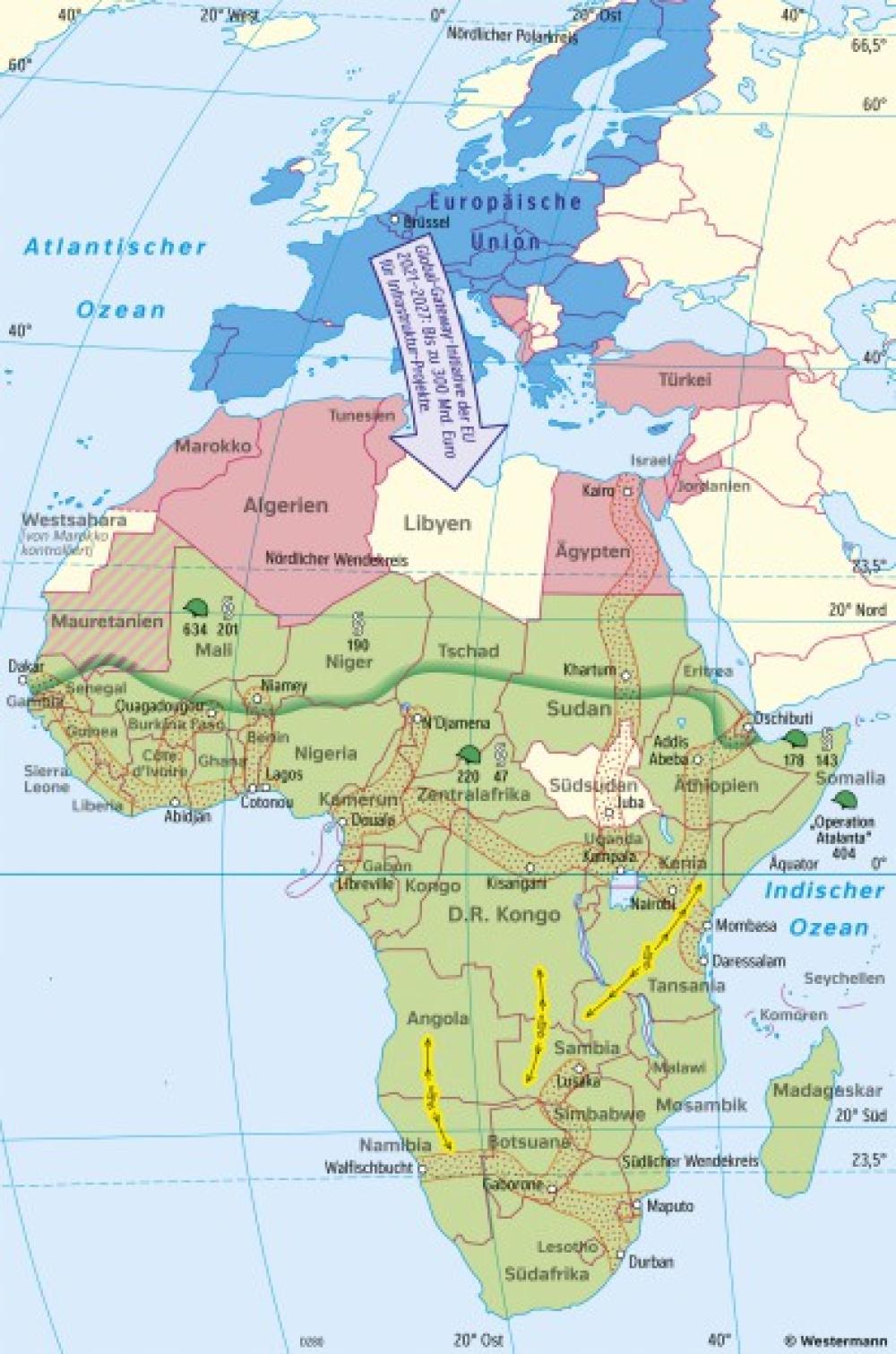 Bild der Karte Afrika - EU-Engagement - Afrika und Asien - Wirtschaft und Geopolitik