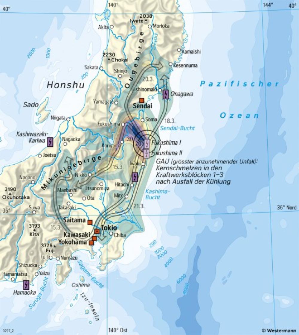 Bild der Karte Fukushima - Nuklearkatastrophe von 2011 - Erde - Naturrisiken und Verwundbarkeit