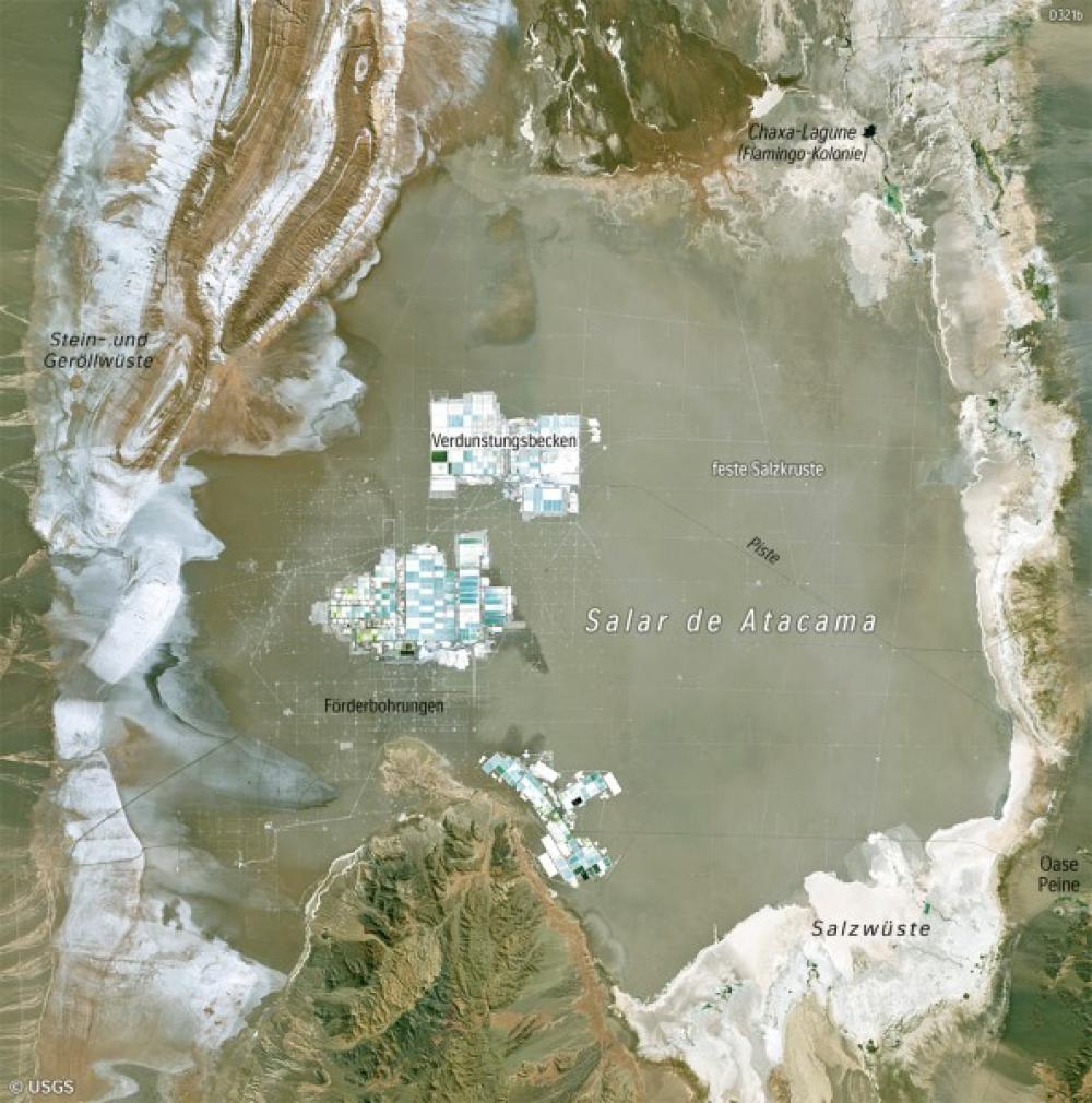 Bild der Karte Zentralanden - Bergbau - Salar de Atacama - Südamerika - Ressourcen