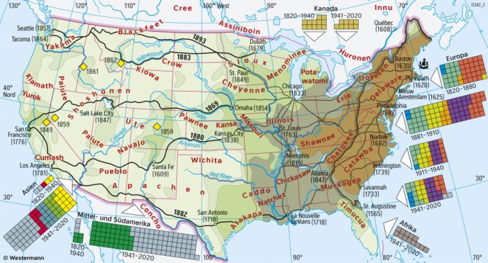 Bild der Karte USA - Einwanderung - USA - Bevölkerung