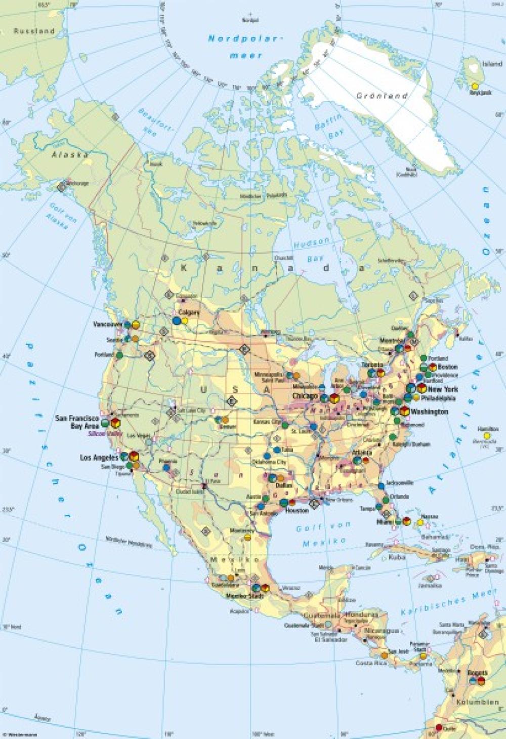 Bild der Karte Nord- und Mittelamerika - Wirtschaft (Übersicht) - Nord- und Mittelamerika - Wirtschaft