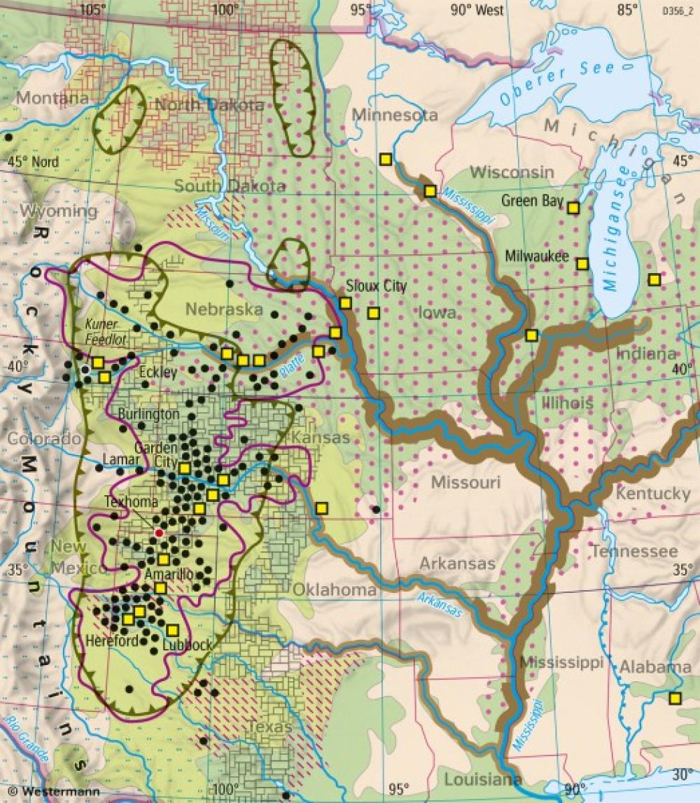 Bild der Karte Great Plains - Landwirtschaft - USA - Landnutzung im Westen und Mittelwesten