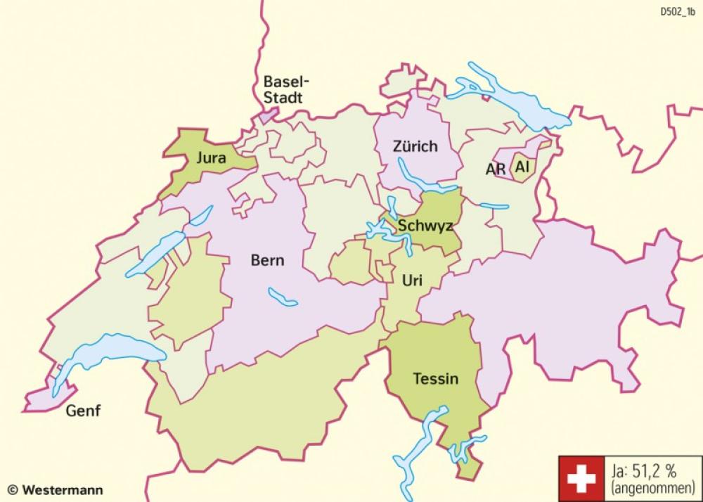 Bild der Karte Schweiz - Volksabstimmungen - «Ja zum Verhüllungsverbot» (2021) - Schweiz - Politik und Gesellschaft
