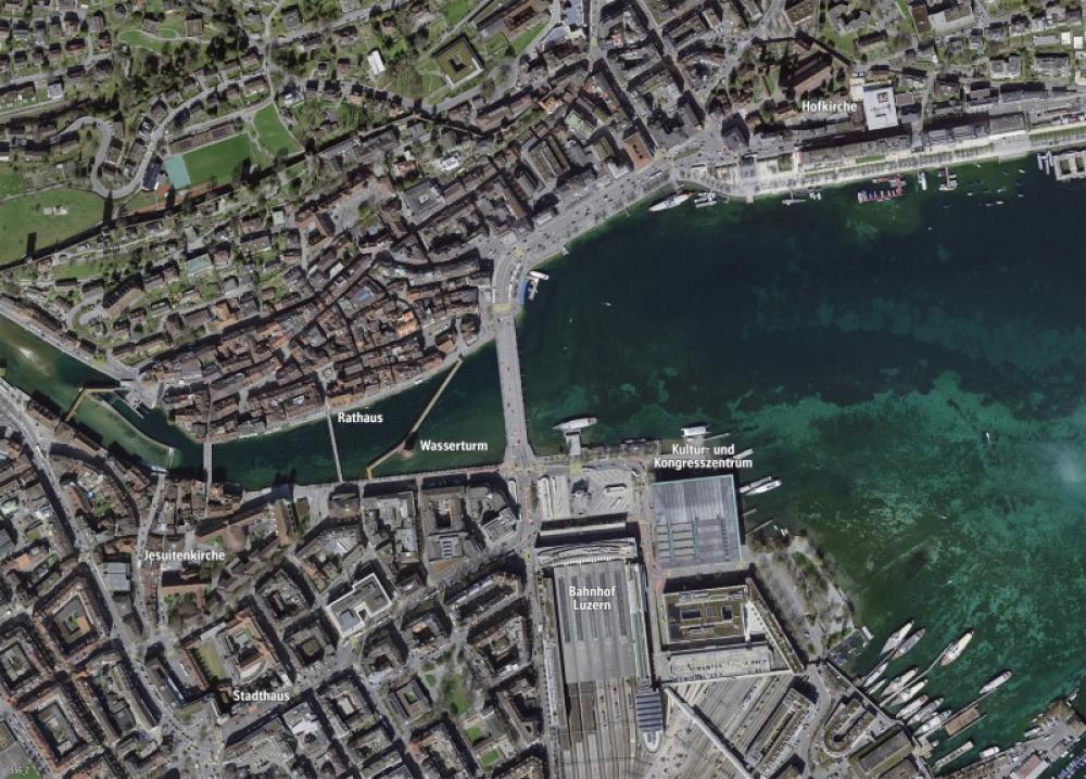 Bild der Karte Luzern - Luftbild - Kartenlesen - Vom Bild zur Karte