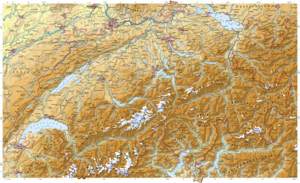 Bild der Karte Schweiz - Übersicht (physische Karte) - Schweiz - Übersicht (physische Karte)