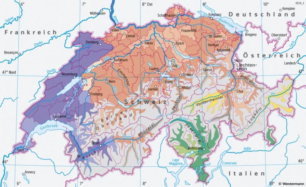 Bild der Karte Schweiz - Sprachen - Schweiz - Bevölkerung