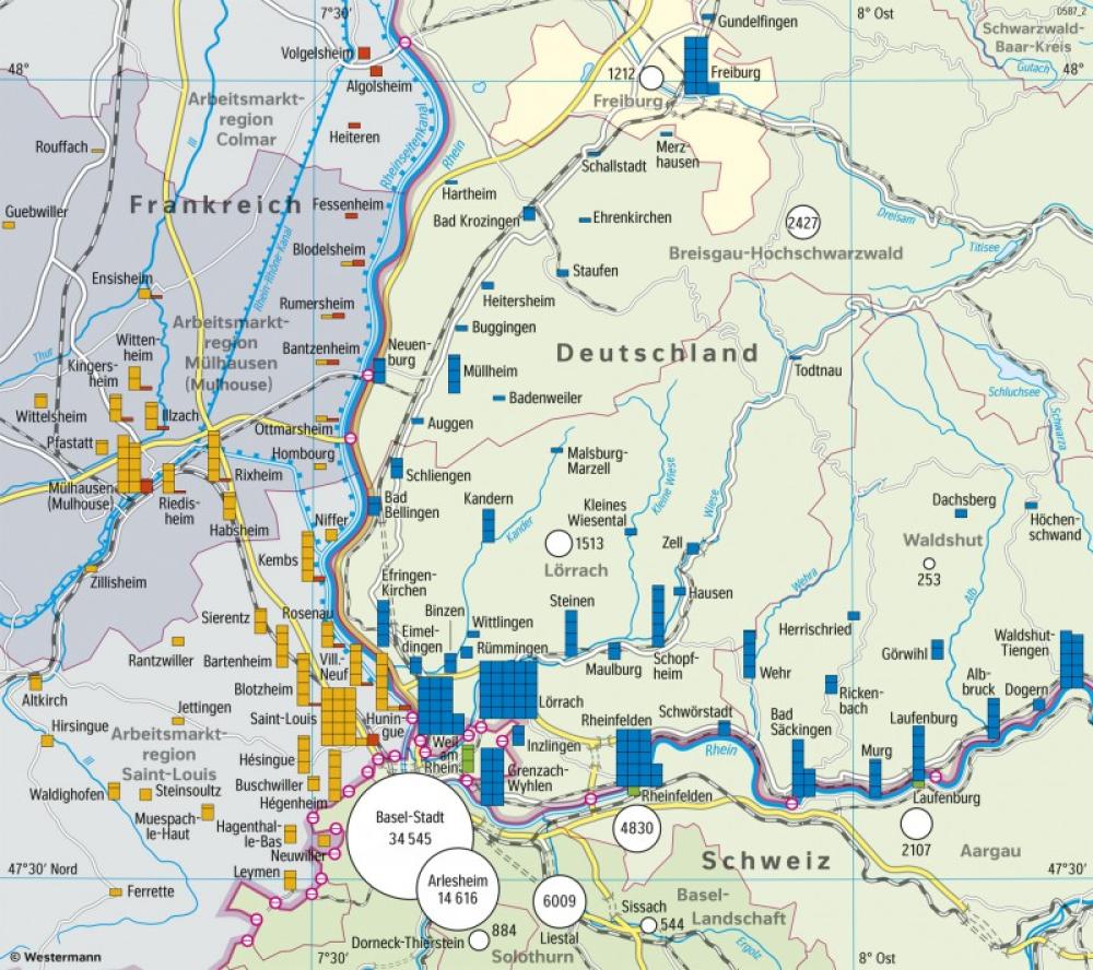 Bild der Karte TriRhena - Grenzpendelverkehr - Schweiz - Basel